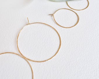 Hoop Earrings, Classic Hoop Earrings, Sterling Silver Earrings, 14K Gold Filled Hoop Earrings, Silver Hoop, Gold Hoop., Hammered Hoops