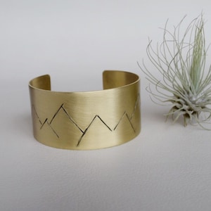 Mountain Cuff Bracelet, Mountain Range Cuff, Stamped Cuff Bracelet, Mountain Jewelry, Mountain Bracelet image 1