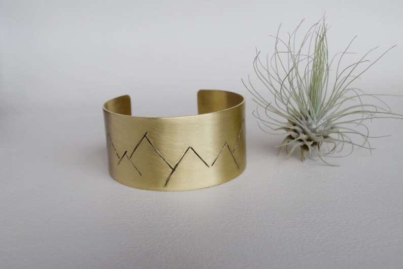 Mountain Cuff Bracelet, Mountain Range Cuff, Stamped Cuff Bracelet, Mountain Jewelry, Mountain Bracelet image 1