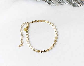 L U N A Bracelet, Gold Coin Bracelet, Silver Coin Bracelet, Coin Bracelet, Silver Bracelet, Disc Bracelet, Gold Circle Bracelet, Gold Filled