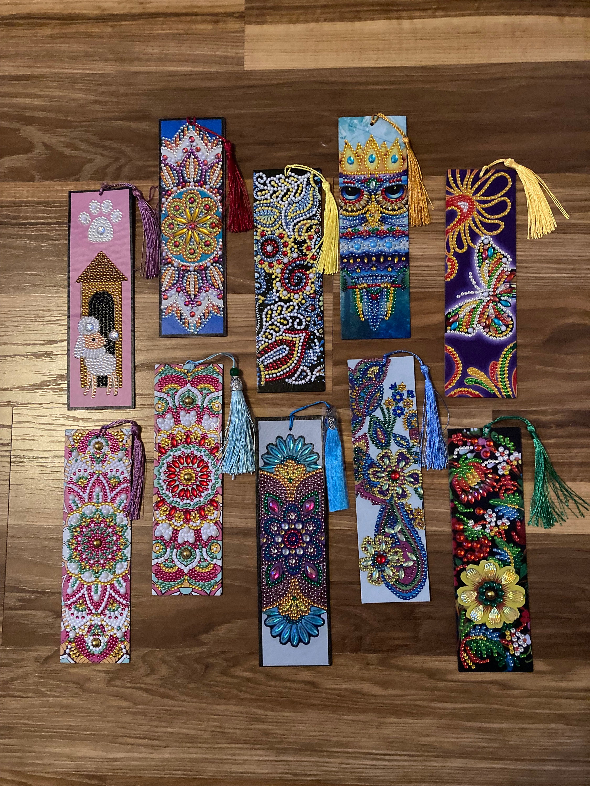 8 Pieces 5D Diamond Painting Bookmarks Floral Rhinestone Bookmarks PU  Leather Art Bookmarks DIY Diamond Painting Bookmarks Mandala Style  Bookmarks