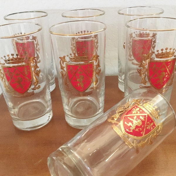 Bar glass- Knights-Red and Gold