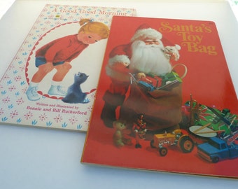 Vintage Christmas Santas toy bag  Book set