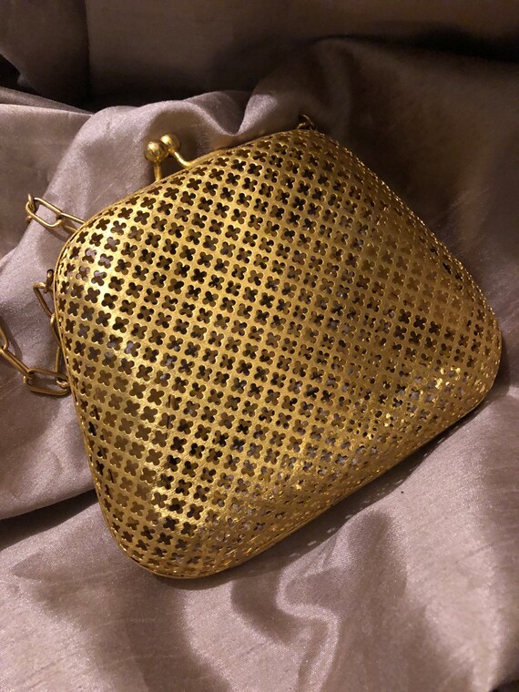 Formal handbag gold metal