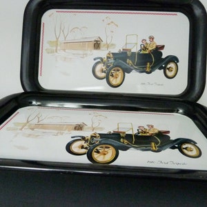 1910 Ford Torpedo Set of  2 Vintage Trays