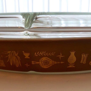 Pyrex Brown  Early American casserole divided number 13 dish
