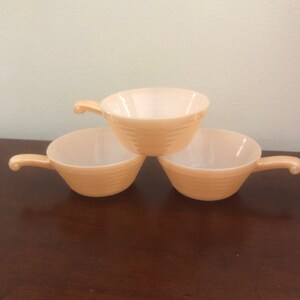Vintage Fire King Lusterware bowls with handles