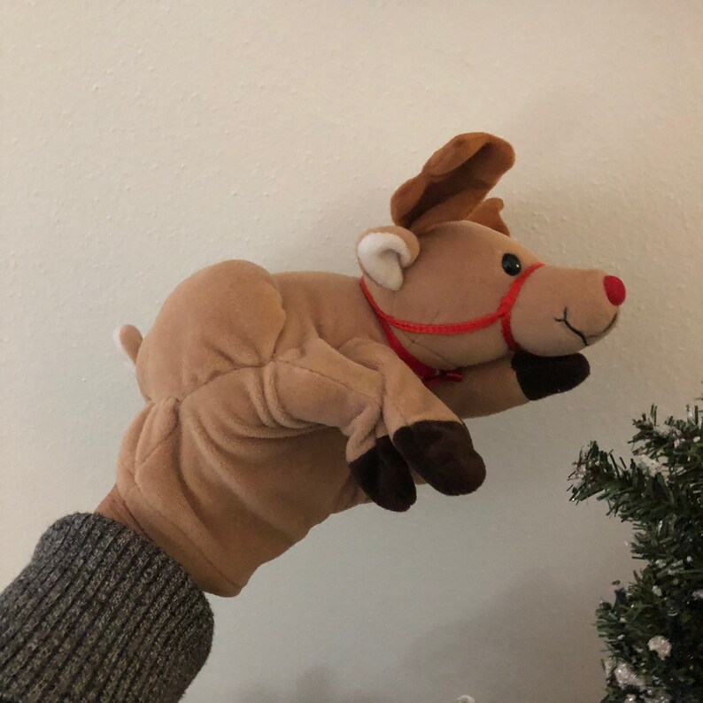 Rudolf Reindeer Hand Finger Puppet Etsy UK