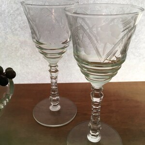 Elegant etched wine glasses set of 22