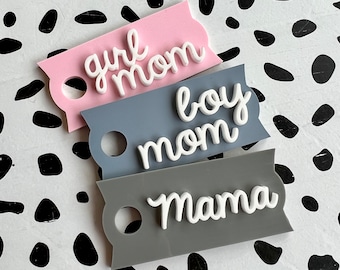 Mama Tumbler Name Plate • Boy mom • Girl Mom • 40oz • 30oz Tumbler Personalized Name Tag• Stanley Name Plate• Name Tag For Lid • Stanley Tag
