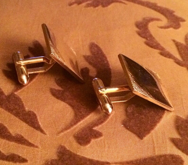 Handsome Vintage Gold Swank Cufflinks With Stripe & Dot Etsy