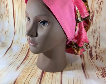 Bouffant Scrub Hat Pink Camouflaged