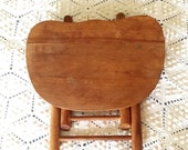 Vintage Wooden Child 39 s Folding Stool with Handle Plant Stand Primitive Rustic