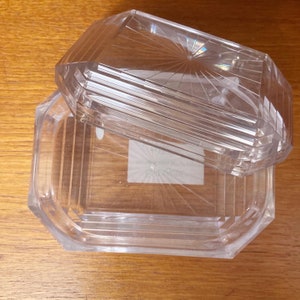 Vintage Dusting Powder Makeup Box Crystal Look Plastic Starburst
