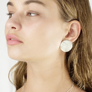 Full moon earrings, 95% solid silver earrings, silver statement earrings, Big circle stud, Big circle earrings, Big round earrings, Simple