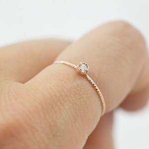 14K Rose Gold Diamond Ring Simple Gold Diamond Ring - Etsy