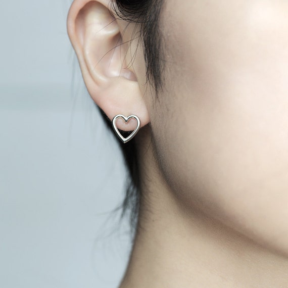 Sterling silver love heart earrings discount