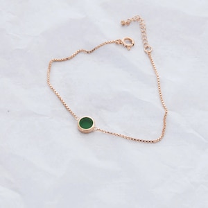 simple onyx bracelet, gemstone bracelet, box chain silver bracelet, black onyx bracelet, green onyx bracelet, sterling silver bracelet