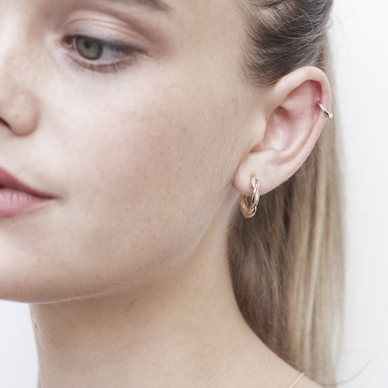 14k Gold Plain Hoop Simple Sleeper Earring Solid Gold Hoop Etsy Australia