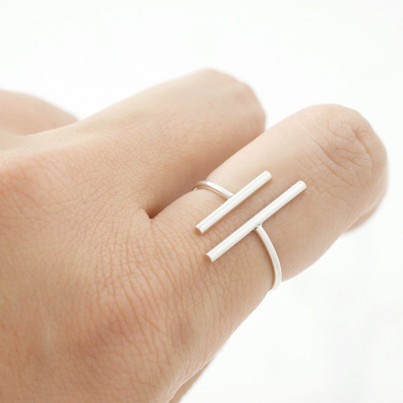 Sterling silver bar ring, modern stick ring, Simple bar ring, Si Sterling silver bar ring, modern stick ring, Simple bar ring, Si