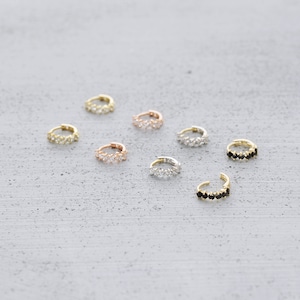 Shiny Petite Sleeper, Stone gold hoop, CZ stone sleeper, Small sleeper earring, 14k solid gold stone sleeper earring, huggie hoop earring