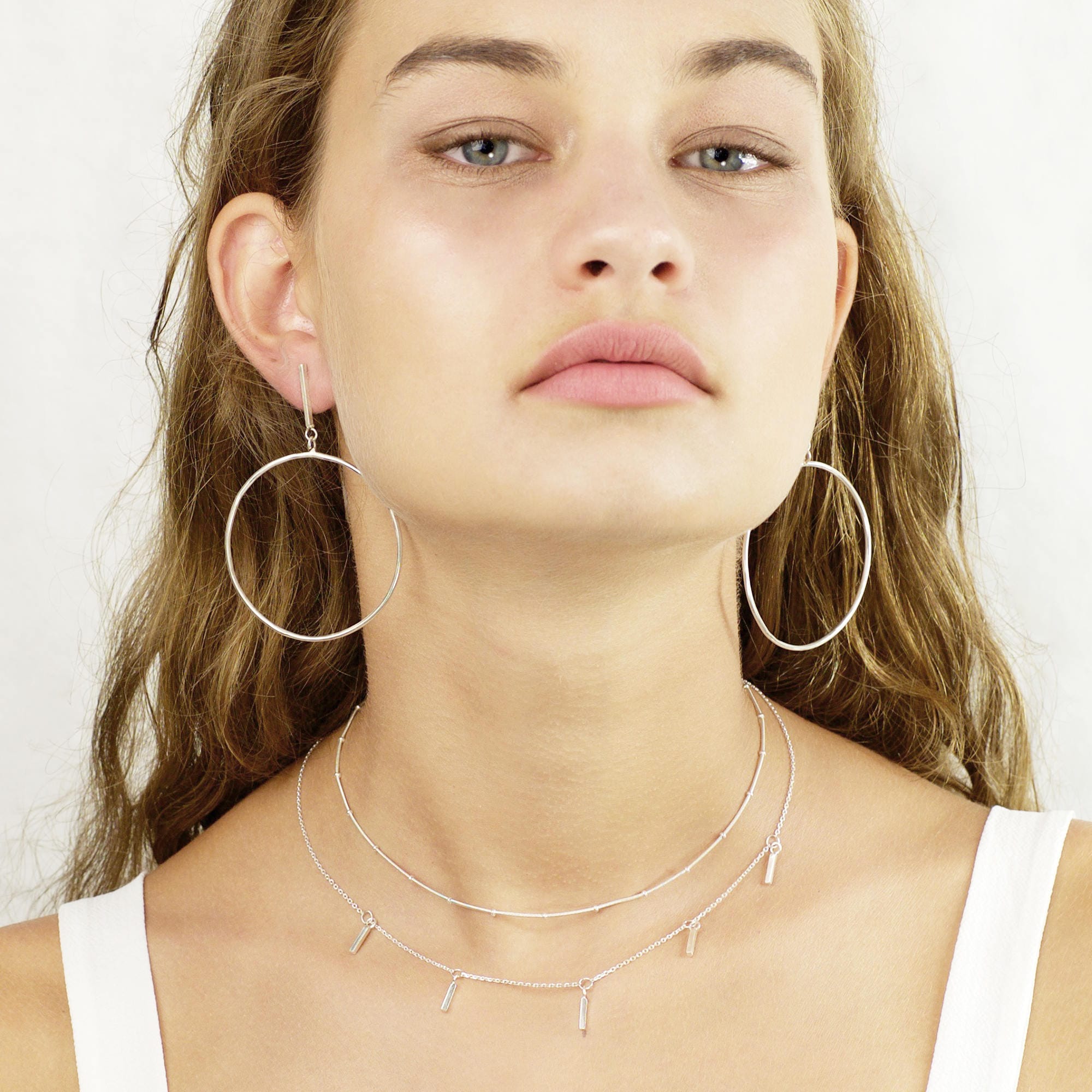SILVER925 BIG CIRCLE EARRINGS/シルバー/ピアス S925 Silver Freeform Hoop Earring | Irregular Hoop Silver