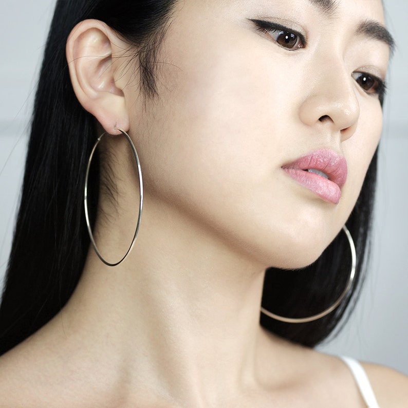 Sterling Silver Hoop Earrings Silver Big Hoop Earrings Etsy