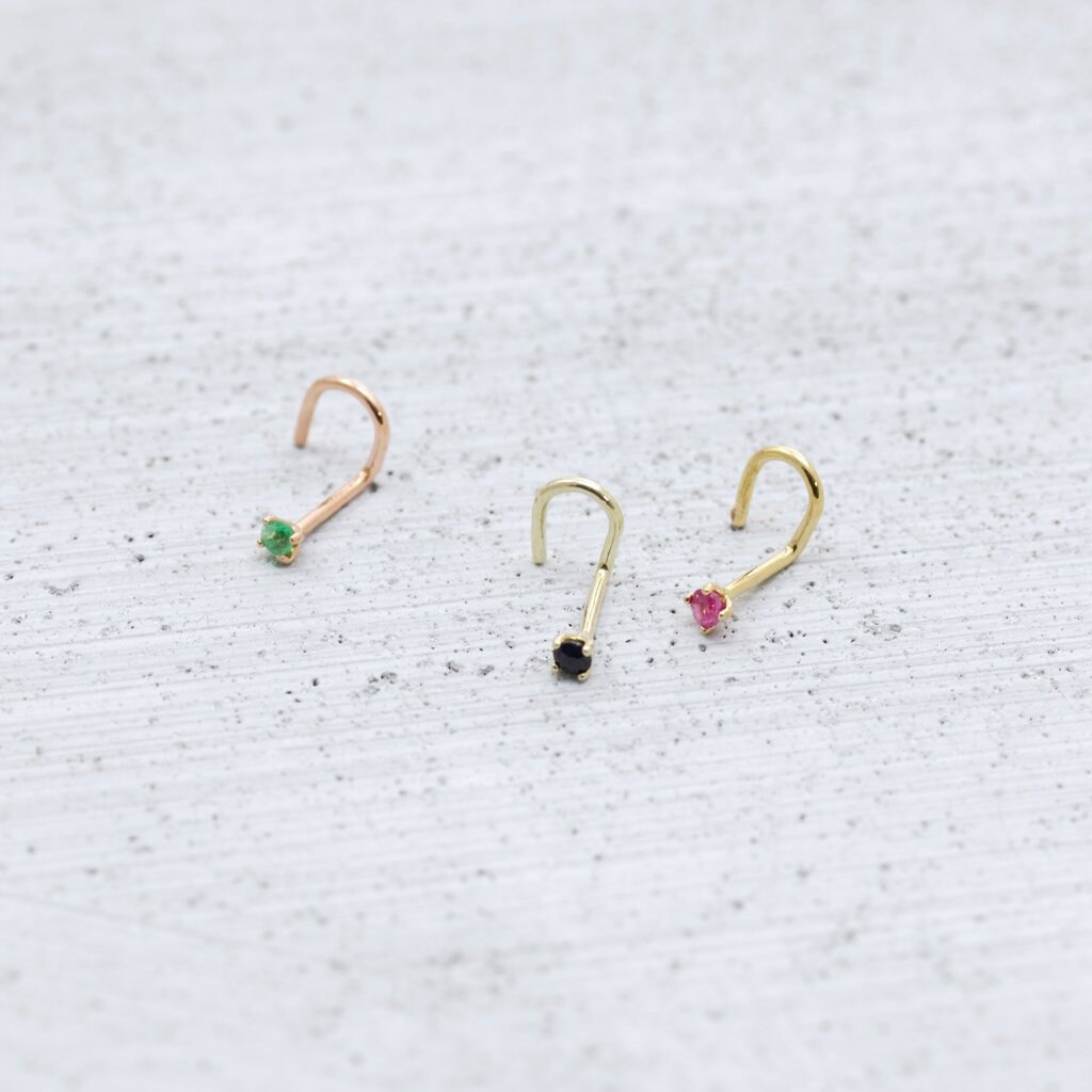 14K Round Flat Nose Screw Stud – Hoops By Hand