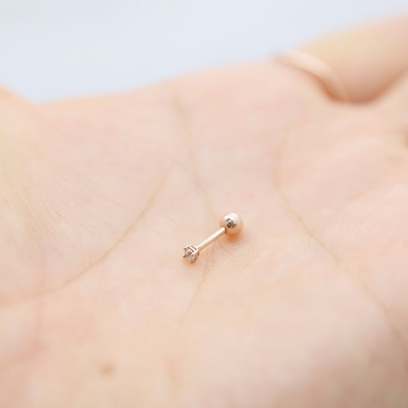 14K Gold Piercing Cz Gold Piercing Natural Diamond Cognac Etsy Australia