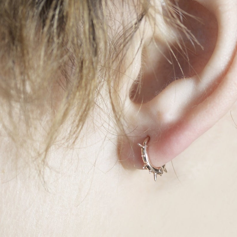 Spike Hoop 14k Solid Gold Sleeper Spike Earring Gold Etsy Australia