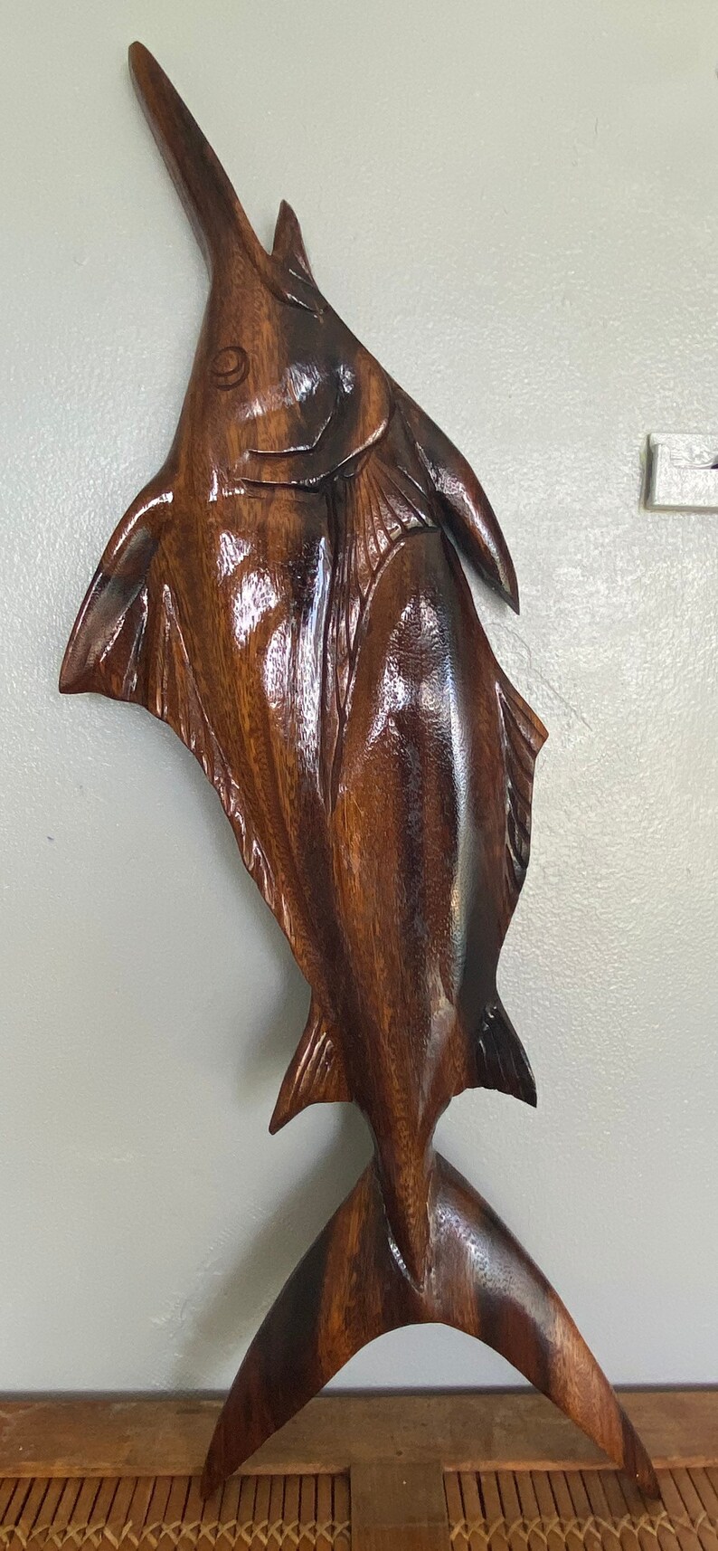 Hand carved wood Swordfish Etsy