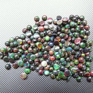 5 pieces 3mm Black Opal Round Cabochon, Black Opal Cabochon Round Gemstone, Black Opal Round, Ethiopian Black Opal Round Cabochon Gemstone