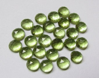 5 pcs 4mm Peridot RoseCut Cabochon Round Gemstone, 4mm Peridot Round Cabochon Rosecut Gemstone, Peridot RoseCut Cabochon Round Gemstone