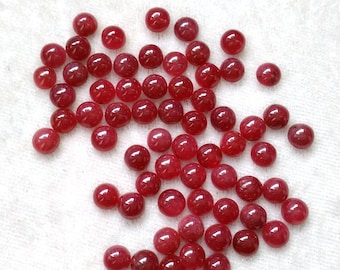 5 AAA Ruby Cabochons: 4mm Round Natural Gemstones