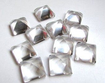 14mm Crystal  Pyramid Square Cabochon Gemstone, Crystal Quartz Square Pyramid Cabochon Gemstone, Crystal Pyramid Square Loose Gemstone