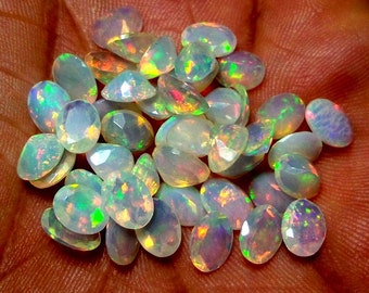 5 pieces 3x5mm To 5x7mm Ethiopian Opal Oval Faceted, Ethiopian Opal Faceted Oval Gemstone, Faceted Opal Oval Gemstone, AAA++ Quality Oval