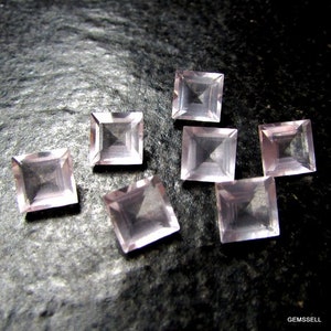 10 pieces 9mm Rose Quartz Faceted Square Gemstone, Pink Rose Quartz Square Faceted Gemstone, Rose Quartz Faceted Square Gemstone