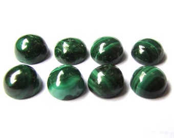 6mm Malachite Cabochons: AAA Quality Gemstones (10 Pieces)