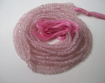 3.5mm Rose Quartz Rondelle Faceted Beads, 3.5mm Rose Quartz Beads Rondelle 13.5 inch AAA Roundel Beads Faceted gemstone...