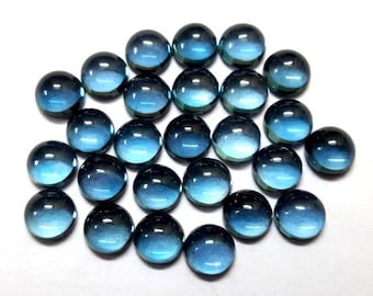 8mm London Blue Topaz Cabochon: Round Loose Gemstone