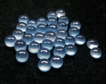 10 pieces 6mm Aqua Blue Chalcedony Cabochon Round Gemstone, Aqua BLUE CHALCEDONY Round cabochon AAA Quality gemstone...