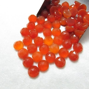 5 Stück 10mm oder 12mm Karneol Rosenschliff rund Cabochon lose Edelstein, Karneol rund Rosenschliff Cabochon facettiert AAA Qualität edelstein