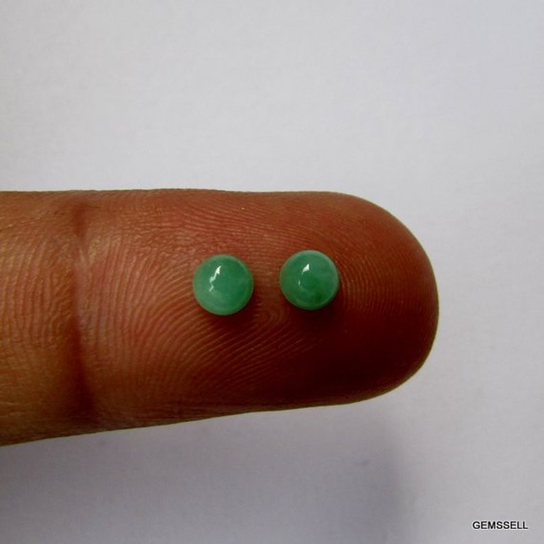 2 piece Pair 4mm Emerald Cabochon Round Gemstone, Emerald Round Cabochon Gemstone, Green Emerald Cabochon Round Loose Gemstone