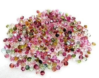 25 AAA Multi Tourmaline Faceted Round Gemstones (2.25mm, 2.5mm, 2.75mm)