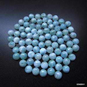 5 pcs 6mm To 8mm Larimar Cabochon Round Gemstone calibrated size 100% Natural Larimar Round Cabochon Wholesale lot Larimar Cabochon Gemstone