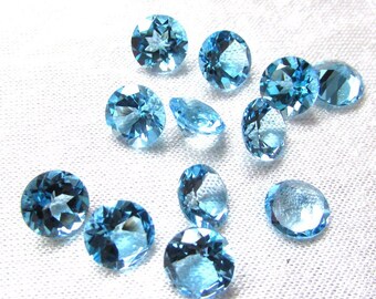 8mm AAA Swiss Blue Topaz Faceted Round Gemstone