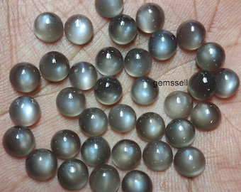 5 Piece Gray Moonstone Cabochons: Round Loose Gemstones (5-7mm)
