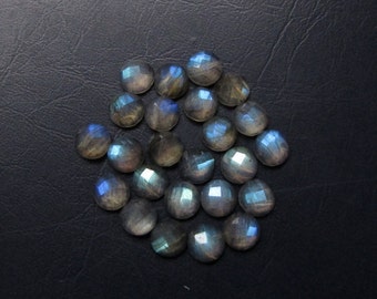 10 pieces 6mm Labradorite Round checker Cabochon Flat Gemstone, 100% Natural Labradorite Checker Round AAA Quality gemstone