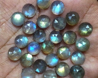 5 AAA Labradorite Gemstones: 7mm Round Rose Cut
