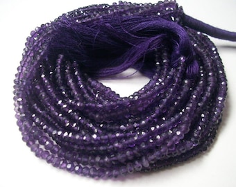 4mm Faceted Amethyst Rondelle Beads: 13-inch Gemstone Strand